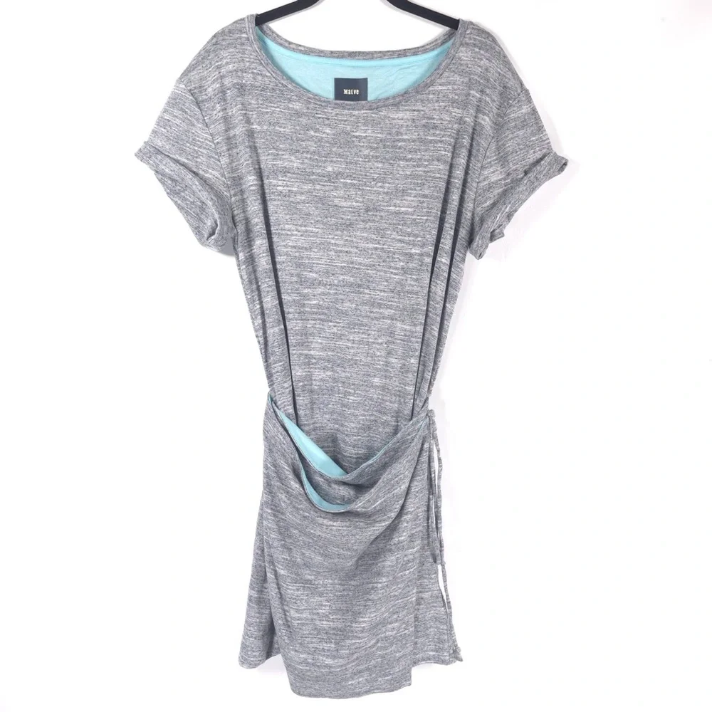 NWT Anthropologie MAEVE Riley Heathered Wrap Tie‎ Waist Soft Mini Dress LARGE